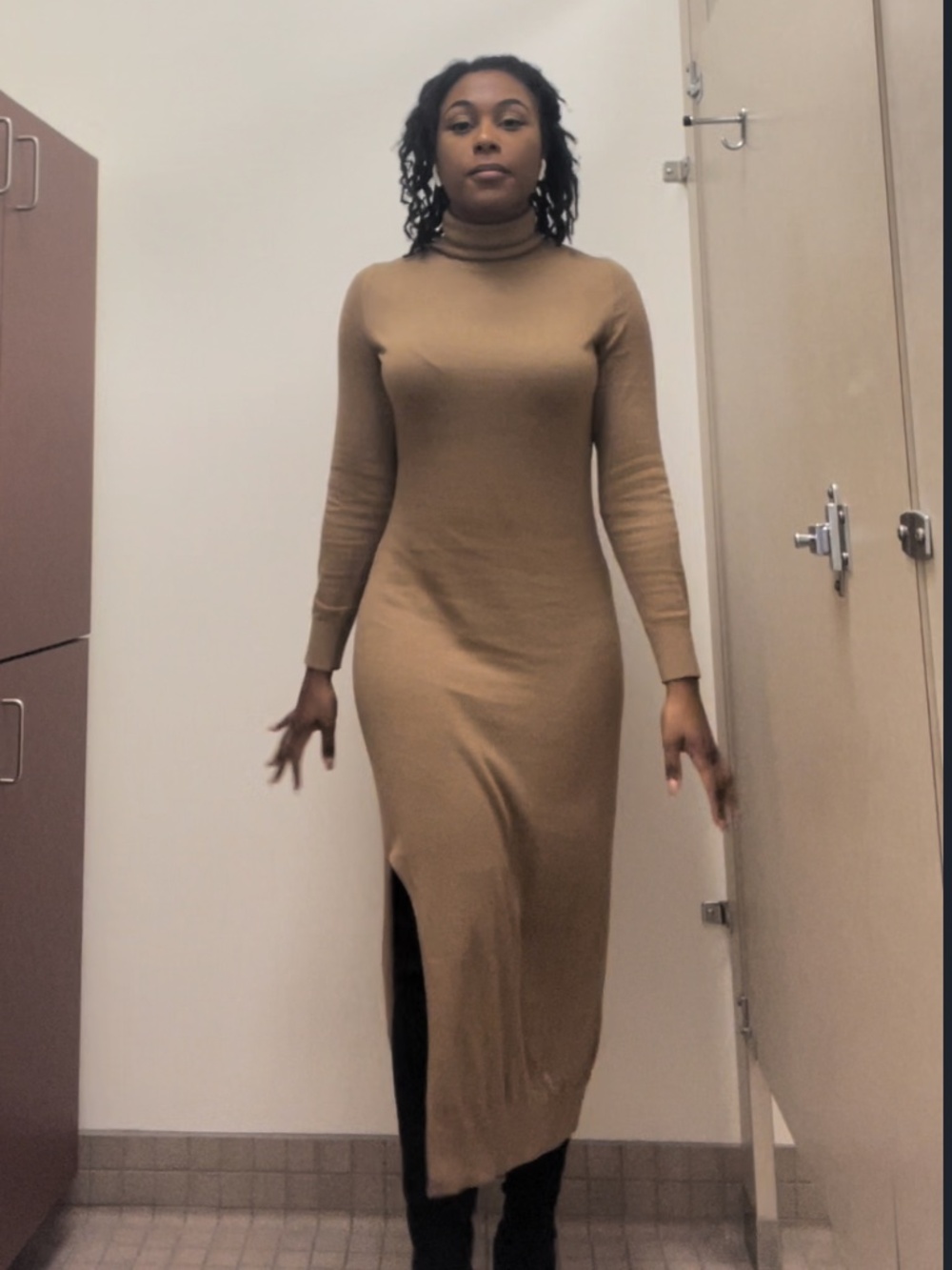 Michael Kors Camel Turtleneck Maxi Sweater Dress S